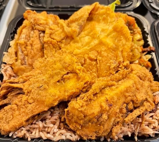 Vegan Fried Fish platter.